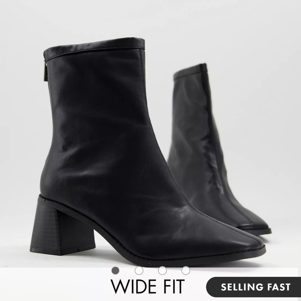 🎉NEW LOW PRICE🎉NEW ASOS Wide Fit Raider mid-heel ankle boots in black 10W